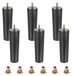 Set de 6 pieds de meuble de remplacement - 16 cm de haut - noir