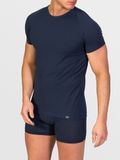 zd ZERO DEFECTS Crew-neck Egiptian cotton navy