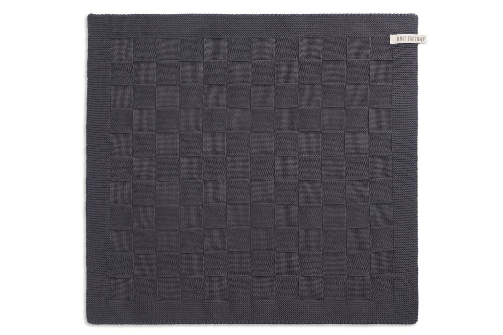 Knit Factory Keukendoek Grote Blok Uni Antraciet - 8718719558898