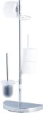 Set d'accessoires de toilette universels sans marque - porte-rouleau et porte-brosse avec compartiment - rotatif à 360° - chrome