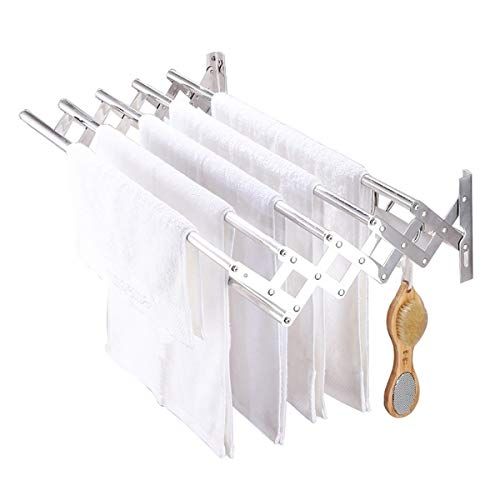 FROZEB Roestvrijstalen Badkamer Handdoekenrek Plank Met Multi Handdoekstang Opvouwbaar Aan De Muur Gemonteerde Uitbreidbare Duurzame Handdoekhouder Met Haken 50cm