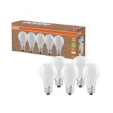 OSRAM Zeer efficiënte LED-lampen met energie-efficiëntieklasse A, Voordeelverpakking met 5 lampen, vervangt conventionele 60W gloeilampen, warm wit (2700K), E27, matglas