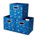 HSDT 3 kubus opbergbakken blauw 10,5 x 10,5 x 11 inch opvouwbare dinosaurus kustprint stof halve opbergmanden voor thuis organisatoren opberglade, QY-SC13-3