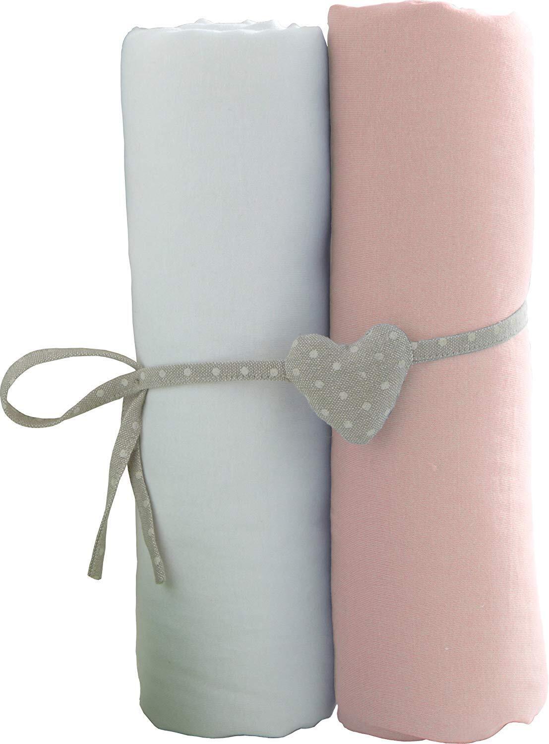 BABYCALIN set van 2 badhanddoeken wit/roze
