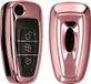 kwmobile hoesje voor autosleutel geschikt voor Ford 3-knops inklapbare autosleutel hoes - TPU autosleutel behuizing - Beschermende auto sleutel case - Sleuteletui in hoogglans roségoud