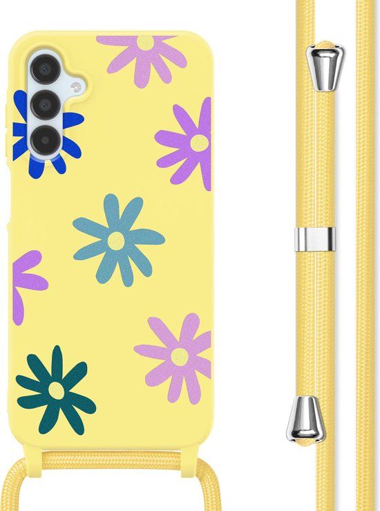 iMoshion Hoesje Samsung Galaxy A15 (5G/4G) - Siliconen Design Hoesje met Koord - Yellow Flower Distance