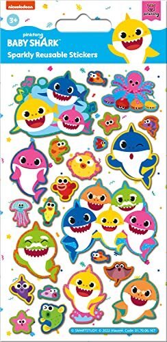 Paper Projects 01.70.06.167 Baby Shark Sparkly herbruikbare stickers, wit