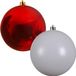 Decoris Kaemingk B.V. 2x stuks grote kerstballen van 20 cm glans van kunststof wit en rood