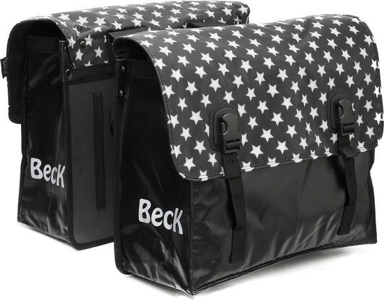 BECK Classic Dubbele Fietstas - Stars - 46L - Zwart/Wit
