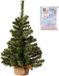 Decoris Volle kerstboom in jute zak 60 cm inclusief helder witte kerstverlichting