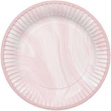 Folat - Borden (papier) - Marmer Roze 23 cm - 8 stuks