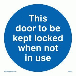 Viking Signs MA219-S15-1M "Deze deur te houden vergrendeld wanneer niet in gebruik" teken, 1 mm kunststof halfstijf, 150 mm x 150 mm