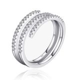 Elenza AMS Elenza Sterling .925 Zilveren Dubbele Band Ring met Zirkonia