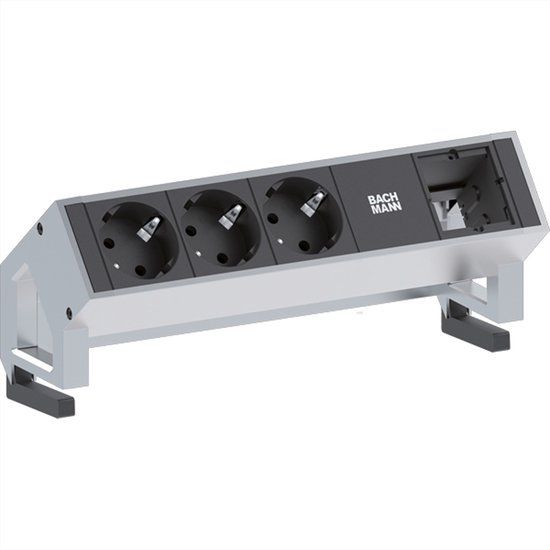 Bachmann DESK2 3x geaard stopcontact 1x ABD GST18 Inox