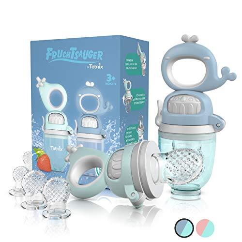 TABRIX TABRIX® Fruitzuiger baby vanaf 3 maanden & peuter (2x) - tandhulp baby met drukfunctie voor bijkost BPA-vrij alternatief voor fopspeen / bijtring baby - babygeschenk - babyvoeding accessoires