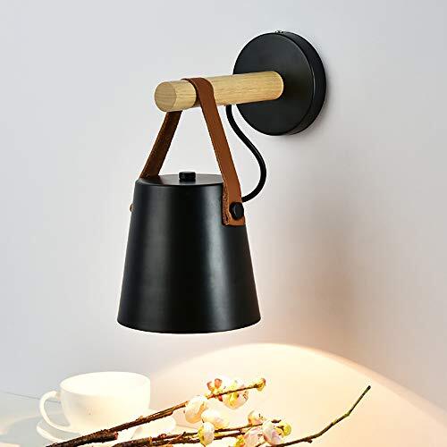 Mengjay Wandlamp Modern hout ijzer LED Wandlampen Creatieve Vintage Wandlamp LED Minimaslist E27 Wandlamp Lamp voor Woonkamer Slaapkamer Bedside Study Veranda Gang (zwart)