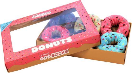 United Oddsocks Mismatched Socks - Cadeaudoos met 6 Verschillende Sokken - Donut Sokken - Maat 37/42