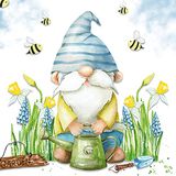 Anniversary House Tiflair Luxe lenteservetten, Spring Gonk Garden Gnome Design, dikke en sterke lunchservetten, 3-laags, lentedecoraties, meerkleurig PJ383326