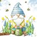 Anniversary House Tiflair Luxe lenteservetten, Spring Gonk Garden Gnome Design, dikke en sterke lunchservetten, 3-laags, lentedecoraties, meerkleurig PJ383326