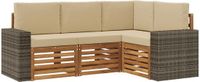 vidaXL - Bank loungeset - 4 zitplekken - Polyester - Natuurlijk en beige