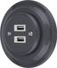 PR1 Prise encastrable, porcelaine, design rétro, USB, double, gris foncé