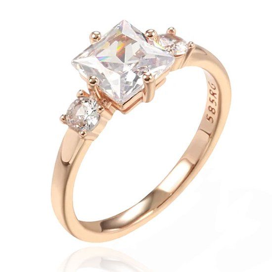 Cilla Jewels Damesring met Vierkante en Dubbele Ronde Zirkonia's-19mm