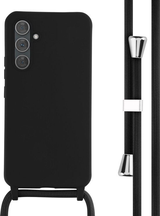 iMoshion Hoesje Samsung Galaxy A54 (5G) - Siliconen hoesje met koord - Zwart