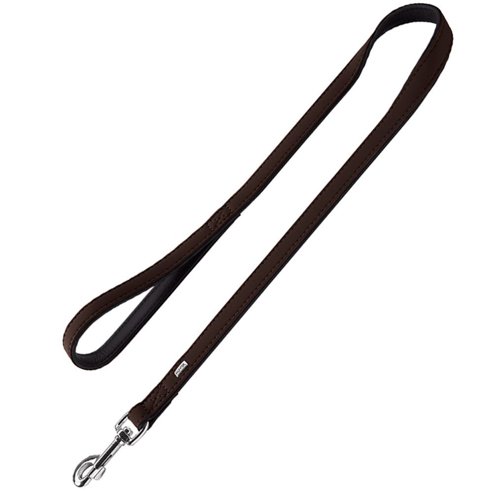 Hunter hondenriem softie kunstleder nubuck look bruin / zwart 100 cmx20 mm