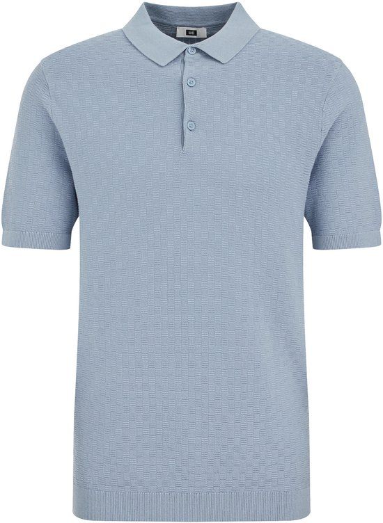 WE Fashion Heren Regular Fit Polo Lichtblauw Katoen/Polyamide Maat L