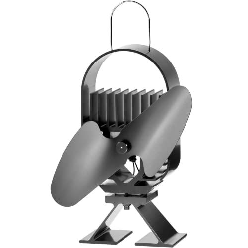Ecofan AirDeco I, superieure prestatie kachelventilator, warmte aangedreven, eigentijdse stijl. lage starttemperatuur, 160CFM zwart blad, middelgrote