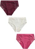 Next - Dames - Set van 3 slips van modal en kant met hoge taille - Paars