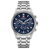 Swiss Military Hanowa SMWGI0003104 Airman First Class Heren Polshorloge Staal Blauw Kwarts