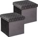Atmosphera Pouf/tabouret/hocker Royal - 2x - Boîte de rangement pliable - velours Gris foncé - D38 x H38 cm - MDF/polyester