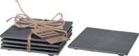 Merkloos 4x Leisteen glasonderzetters vierkant 10 cm