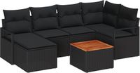 vidaXL Tuinbank Set Zwart Polyrattan