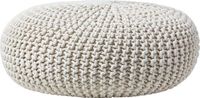 Homescapes Grote gebreide poef 100% katoen, naturel