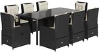 vidaXL 9-delige Tuinset Poly Rattan Zwart