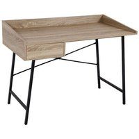 Bureau HWC-J97, bureau computerbureau, lade 3D structuur 98x114x60cm MVG-gecertificeerd ~ eiken look