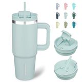 BJPKPK 900 ml Tumbler met Handvat Geïsoleerde Tumblers met Deksel en Stro Roestvrij staal Thermische Beker, Blauwe Haze