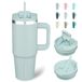 BJPKPK 900 ml Tumbler met Handvat Geïsoleerde Tumblers met Deksel en Stro Roestvrij staal Thermische Beker, Blauwe Haze