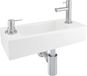 Differnz Sapon Fonteinset - Lavabo Céramique - Blanc - Robinet Droit - Chrome - 42x18.5x9cm - Avec Distributeur de Savon