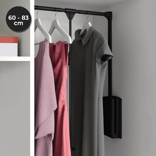 Eleganca Kledinglift Kledingstang - 60/83cm - Zwart