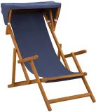 vidaXL Ligstoel 3 Posities Massief Eucalyptushout Blauw