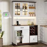 STILVORA Buffetkast - Met Led, Stopcontacten En Veel Opbergruimte - Voor Keuken En Woonkamer - MDF - 105x40x185 Cm - Wit;Natuurlijk