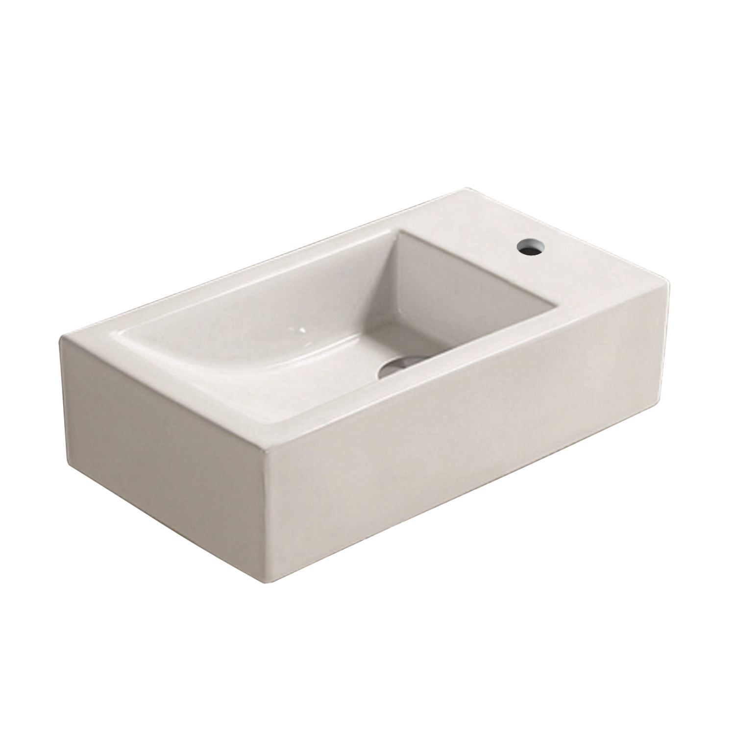 Sanitop Fontein sanilux qubic rechthoek 45x25x12 cm keramiek wit rechts