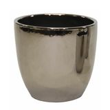 Mega Collections Bloempot Emperor Bullet - rond - zilver - D29 x H30 cm - glans
