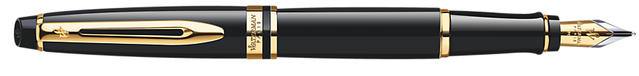 Waterman Expert vulpen - Glimmend zwart & goud - Medium - Blauwe inkt