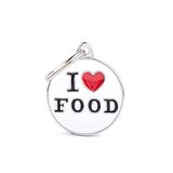 MyFamily Hond Medaille Gemaakt In Italië, Medium Cirkel "I Love Food"