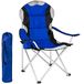 BAKAJI Opvouwbare Camping Stoel Gewatteerde Met Tas Camping Zeestoel Strand Vissen Outdoor Staal En Polyester Met Deurcompartiment Drankjes en Smartphone (blauw)