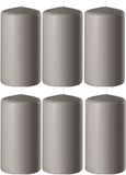 Enlightening Candles Bougie cylindrique/bougie pilier - 6x - sable/gris - D6 x H15 cm - 58 heures de combustion - Bougies épaisses - Pour chandelier ou plateau